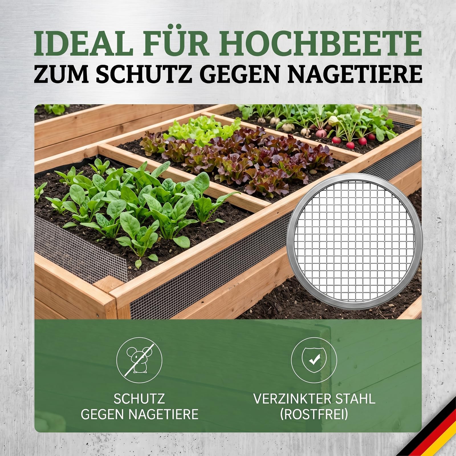 MINEHAJIME Wühlmausgitter 1x10m für Hochbeet - 6,3mm Maschendraht Drahtgitter gegen Wühlmäuse, Hasendraht Kaninchendraht verzinkt, Nagetierschutz für Hochbeet Garten Kaninchenstall Hühnerstall