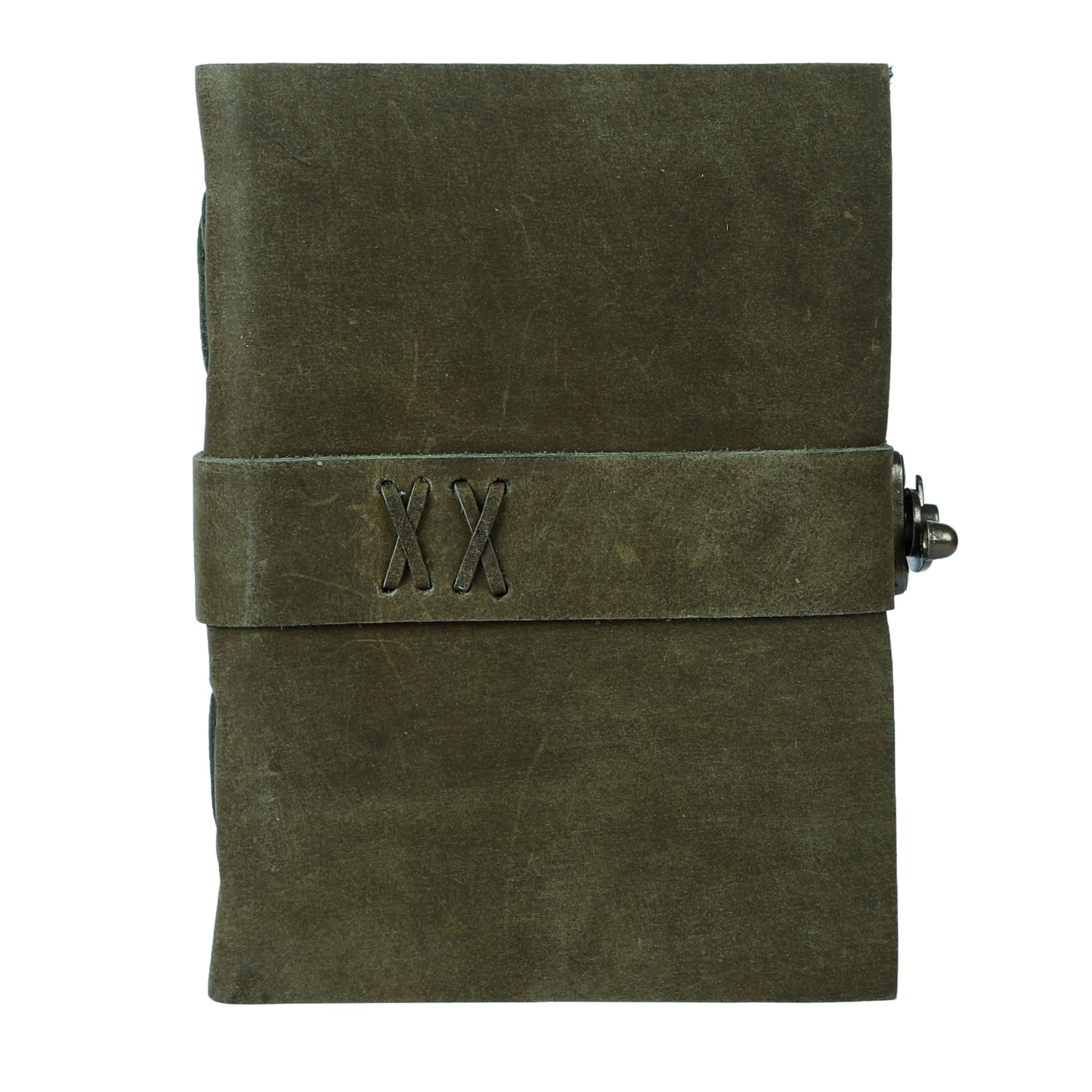 Komal's Passion Leather Vintage-Leder-Tagebuch, handgefertigt, Büffelbüffel-Rand, Papier, gebundenes Tagebuch für Damen und Herren, Vintage-C-Lock-Verschluss, ideal zum Schreiben und Reisen für