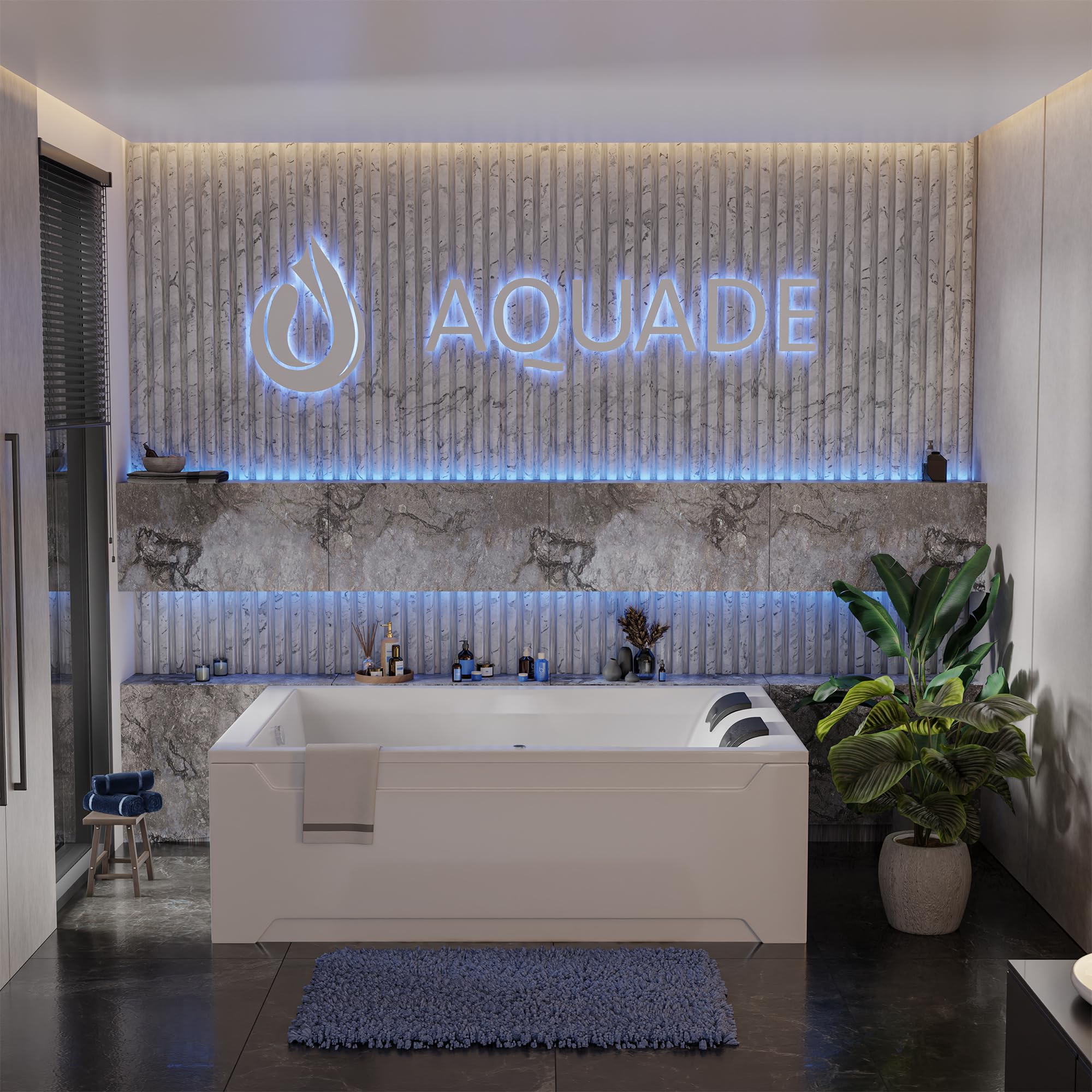 Aquade Acryl Badewanne 180x120 Modell: Hamburg - Weiß Badewanne Komplettset 180x120 - Badewannen Mit Wannenfüßen + Schürze + Nackenkissen + Led