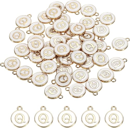 Vista 41 de MECCANIXITY Colgante de letras del alfabeto de doble cara, para collar, pulsera, aretes, joyería