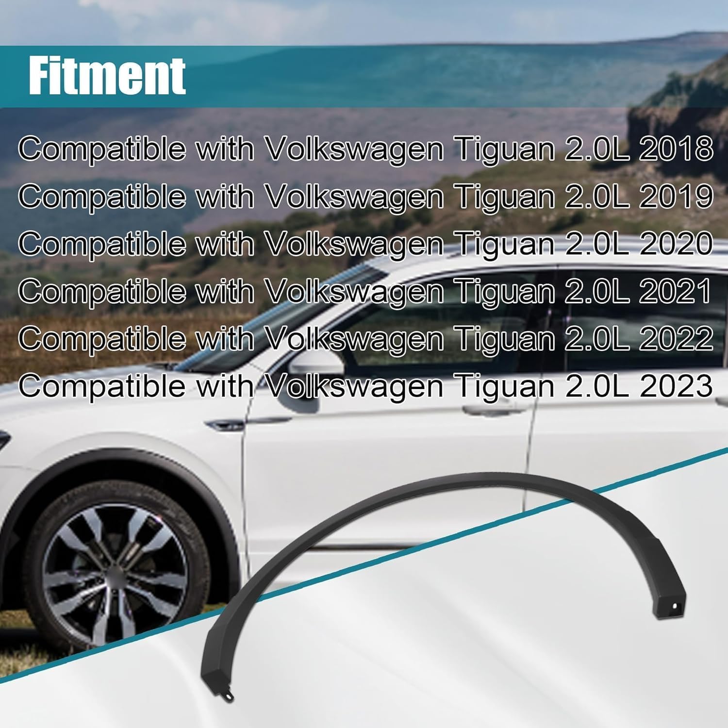 gxarts black left side rear driver wheel opening molding 5nn854819a9b9 compatible with volkswagen tiguan 2.0l 2018 2019 2020 2021 2022 2023
