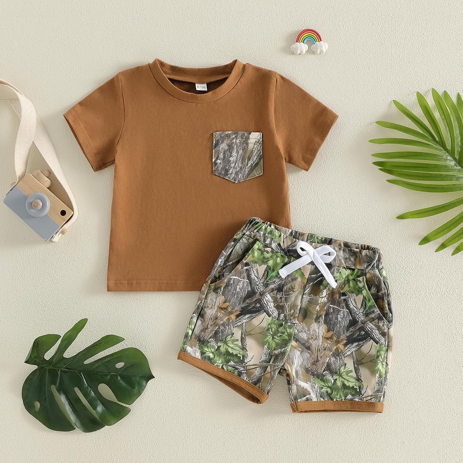 Toddler Baby Boy Hunting Clothes Pocket Short Sleeve T-Shirt Camo Shorts Pants Set Summer Outfits