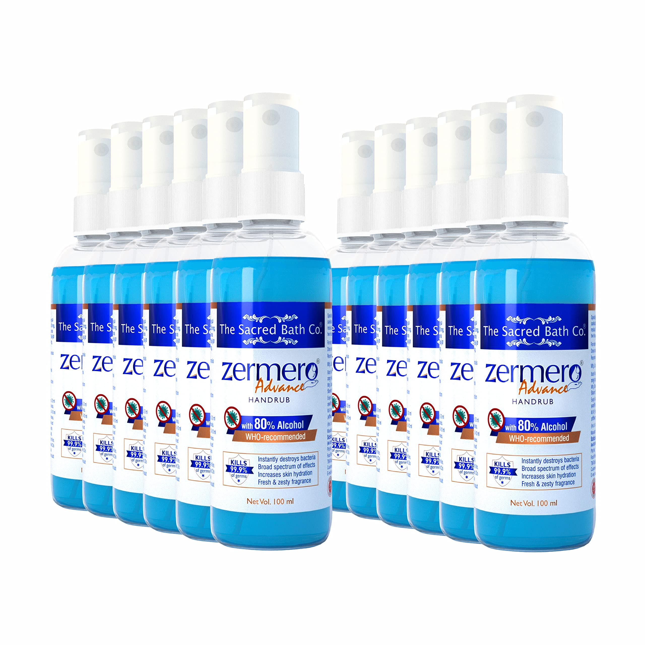Zermero Advance WHO Recommended 80% Alcohol Hand Sanitizer Spray - 12 X 100 ml 12 Units (B091PSXVBG) Amazon Price History, Amazon Price Tracker