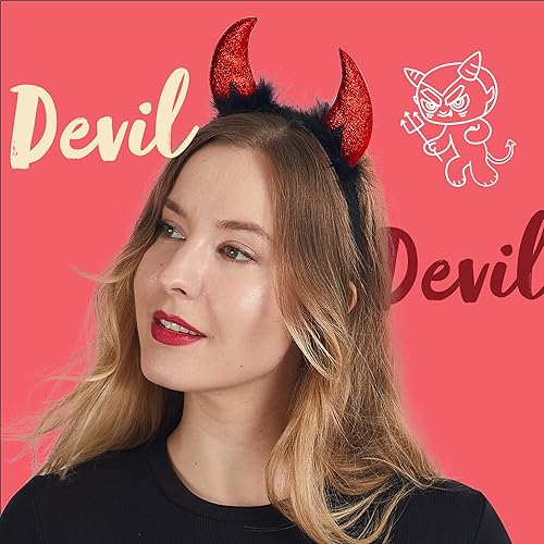 Miniatura 2 de Spooktacular Creations Diadema de cuernos de diablo de Halloween, accesorios de disfraz para niños, niñas y mujeres, recuerdos de fiesta de