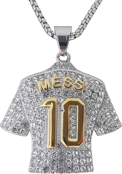 18K gold-plated | Silvery-plated Argentina 10 Soccer Jersey Number 10 Necklace | No.10 Football Star Necklace | Soccer Player Miami 10 Pendant Hip Hop Necklace for Men Women 24‘’