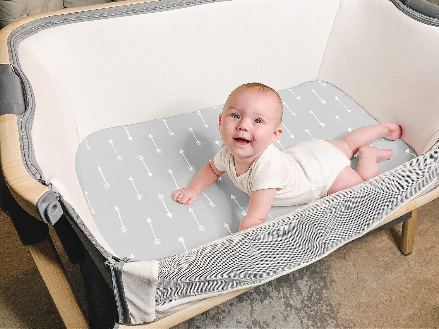 Premium Bassinet Fitted Sheet for Halo, Mika Micky, Maxi COSI & Others - 4 Pack 100% Jersey Knit - Bedding for Standard Size Oval or Halo Pads for Boys & Girls