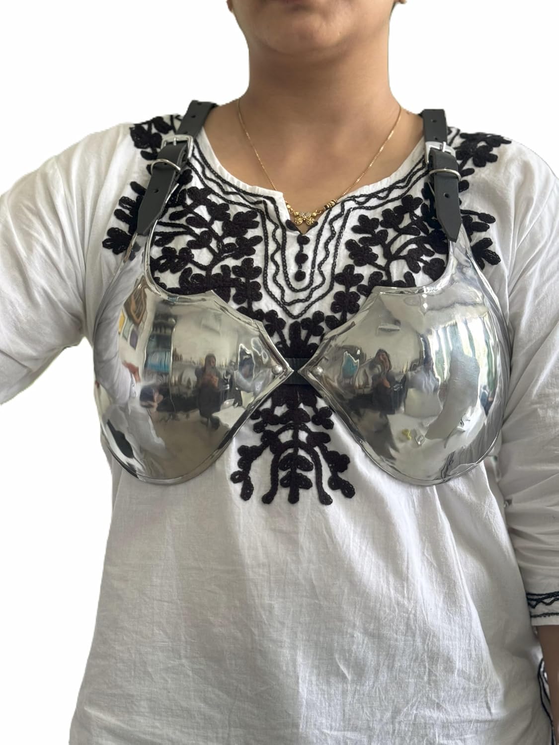 Medieval Knight Armor Lady Steel chest Breastplate Armor Halloween LARP SCA Fancy dress Costume, adult, Silver