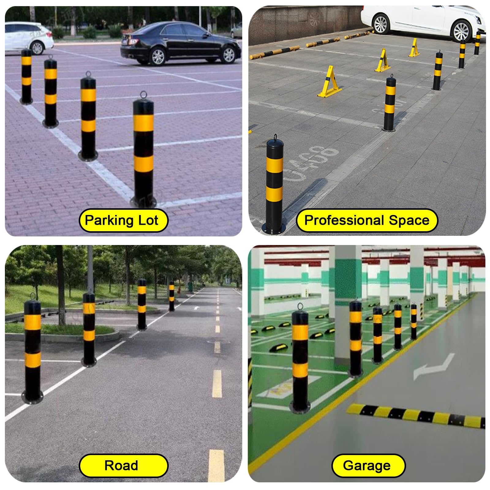 Cônes de sécurité réfléchissants de 50 cm - Poteaux de borne en fer métallique pour contrôle du trafic dans les allées, trottoirs et garages - Barrières de pr, 6 pièces