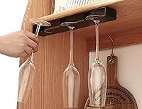 Vista 3 de Paquete de 2 Portacopas de Vino Bajo Estante de Gabinete Estante para Copas de Vino de Plástico Colgador de Almacenamiento para Copas Bar Cocina