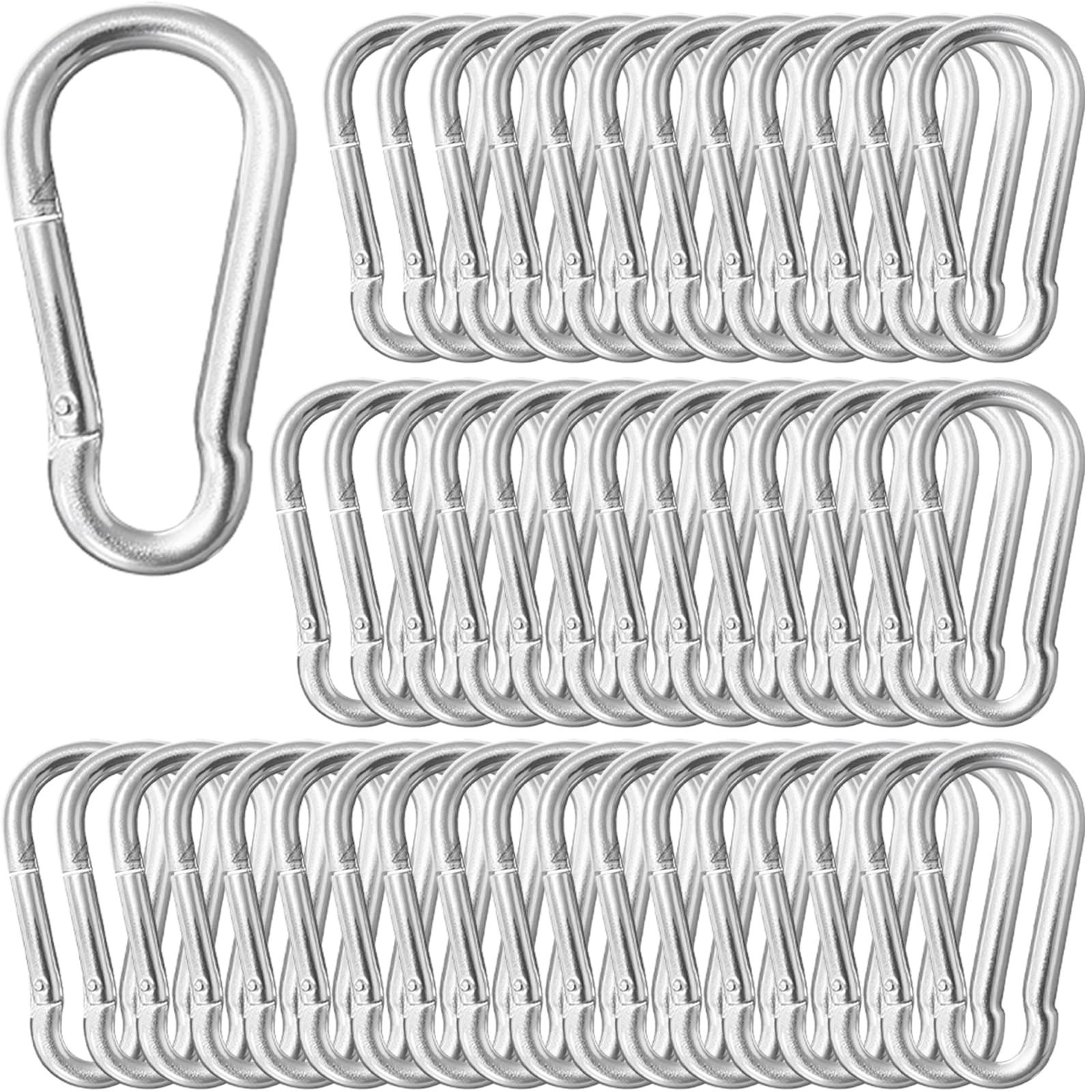 Karabinerhaken aus Stahl, verzinkt, schwarz, 6 cm, für Schlüssel, Hängematten, Schaukeln und Outdoor-Ausrüstung (Camping, Wandern, Angeln, Reisen)