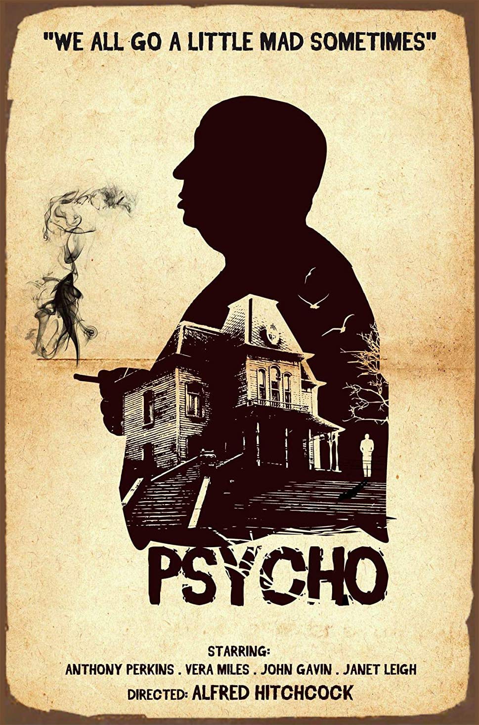 Bioprocess Classic Psycho Poster Horror Film Movie Vintage Tin Sign Style Metal Advertising Wall Plaque Sign Metal Sign Poster 8X12 Inches A10