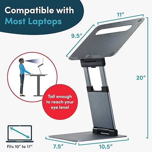 Miniatura 4 de LIFELONG Soporte ergonómico para laptop para escritorio, altura ajustable de hasta 20 pulgadas, se adapta a todos los MacBook, laptops de 10, 15, 17