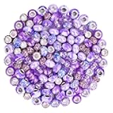 120pcs European Large Hole Beads, Assortments Charm Lampwork Murano Spacer Craft Beads for DIY Charms Bracelet Necklace Earring Jewelry Making Supplies(Purple)