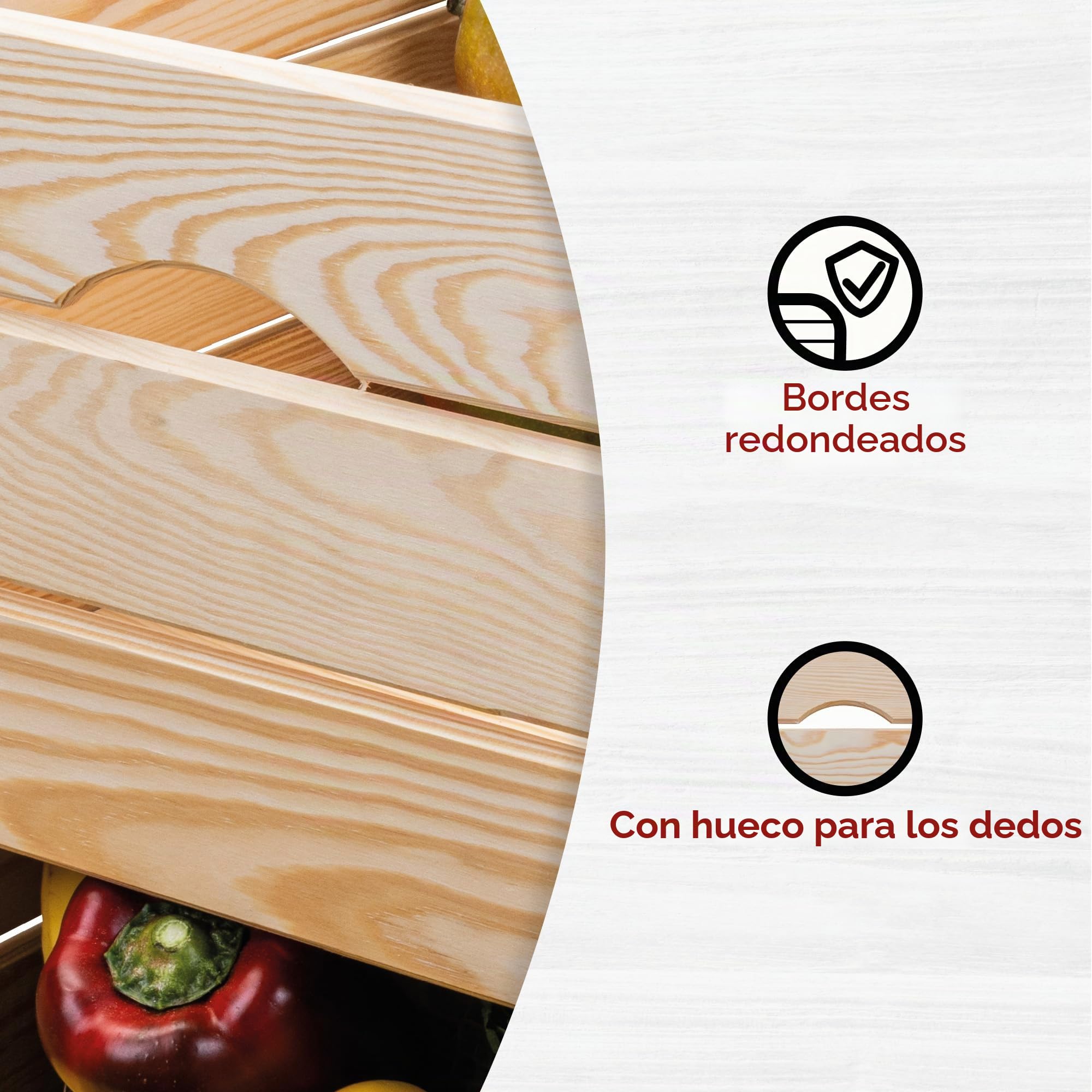 Inter Link - Caja de madera - Caja de madera maciza apilable - Caja de almacenaje, Para fruta, verdura, vino, jardín, baño, cuarto de juegos - Ahorro de espacio, práctica - 65 x 31,5 x 23cm Valloni L