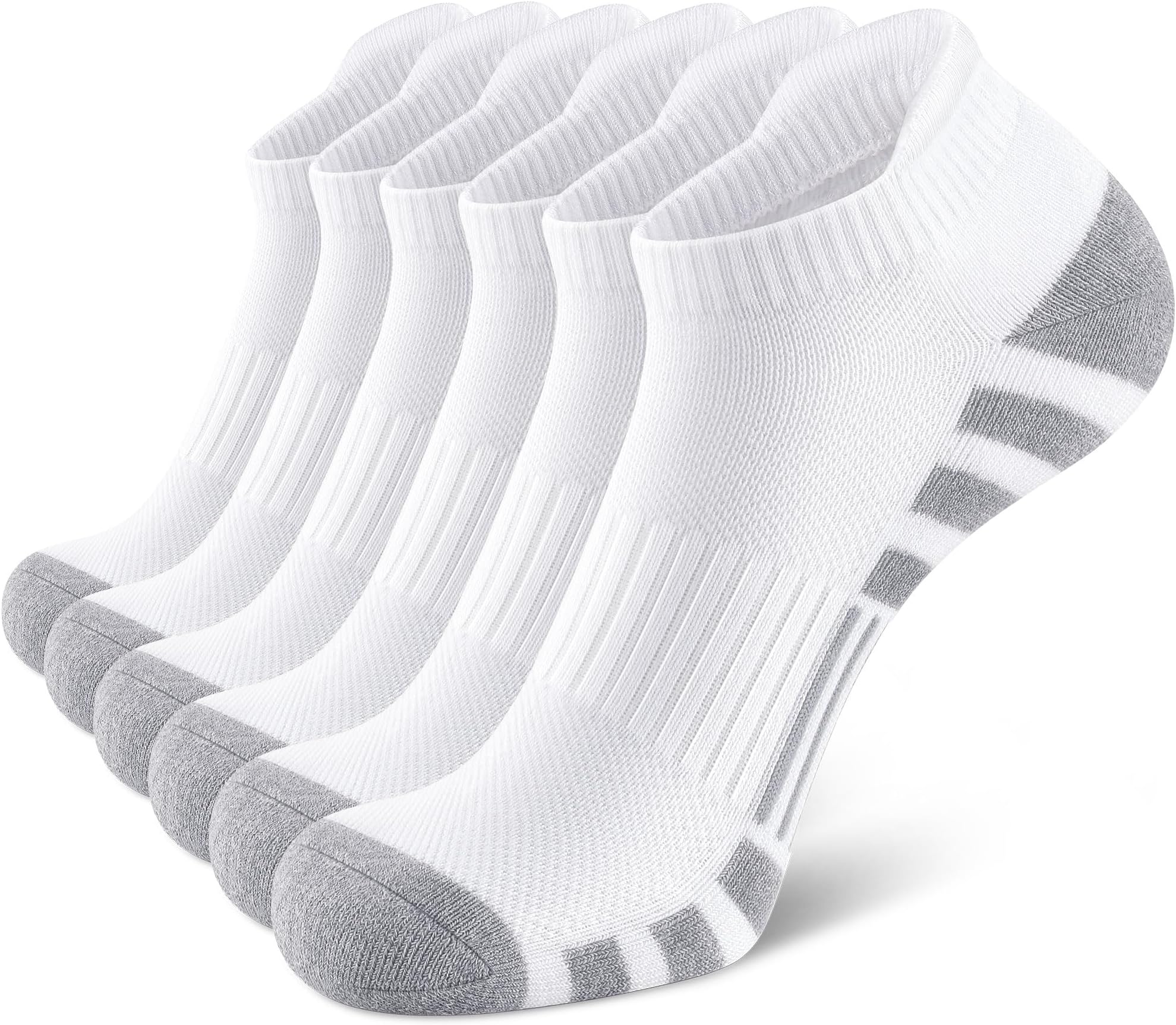 Athletic Running Ankle Cotton Socks, Low Cut Cushioned functional Anti-Blister Tab Sports Socks for Men Women 6pairs