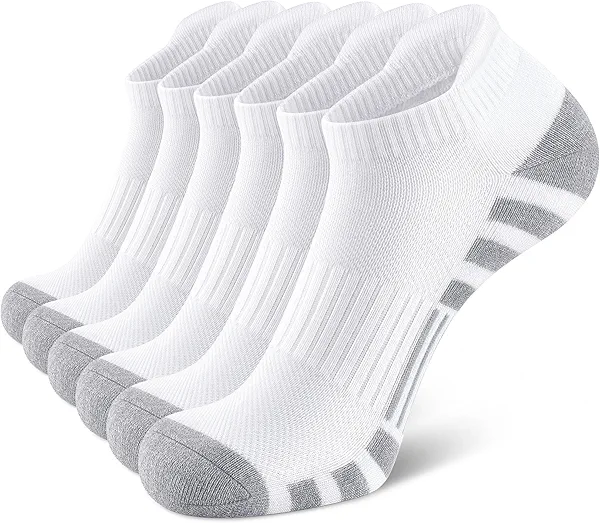 Airacker Athletic Running Ankle Cotton Socks, Low Cut Cushioned Performance Anti-Blister Tab Sports Socks for Men Women