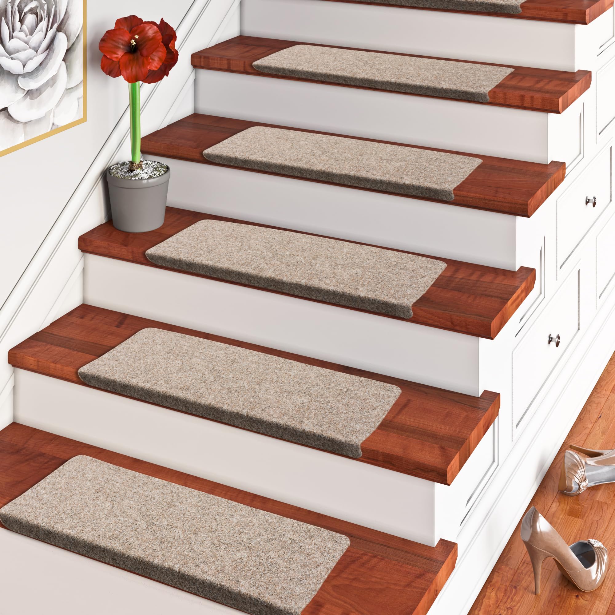 Pergamon Trend Nadelfilz Stufenmatte Bent Beige Braun Mix (eckig) einzeln oder im 15er Set