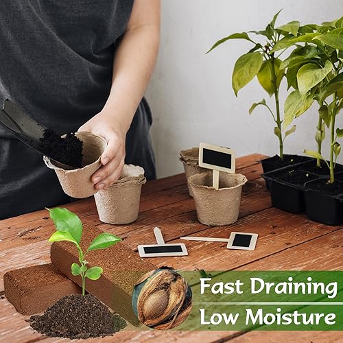 Miniatura 12 de ZeeDix 4 piezas de ladrillo de coco de alta calidad, mezcla de inicio de fibra de coco comprimida 100% orgánica, fibra de coco con bajo equilibrio