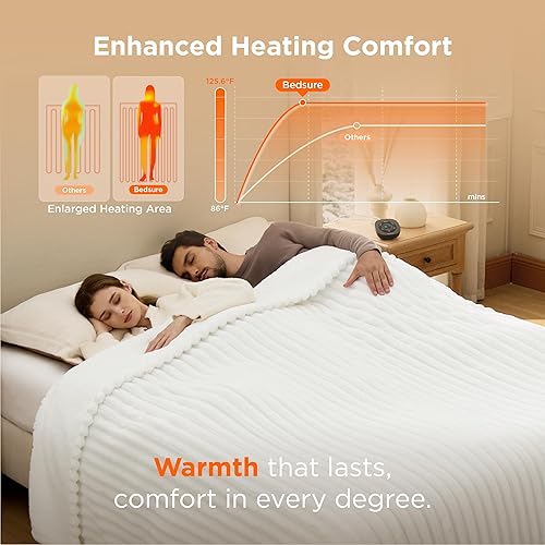 Vista 49 de Bedsure GentleSoft - Manta térmica eléctrica, suave manta eléctrica de franela acanalada, calefacción con 4 ajustes de tiempo, 6 ajustes de calor