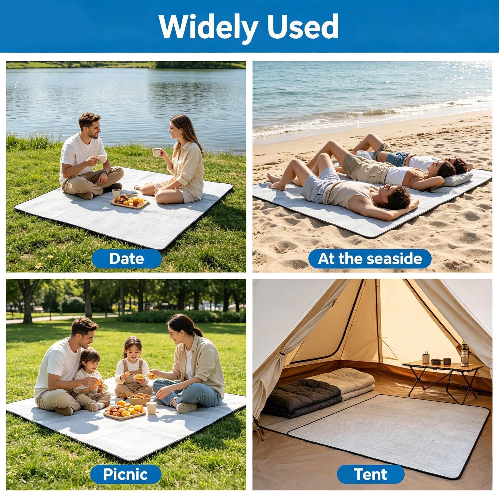 Esterilla de camping de lámina de aluminio | Esterilla aislante para tienda de campaña | Manta térmica de lámina de aluminio – para campistas, festivales de música, playa, picnic, montaña, césped,