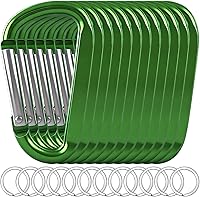 Vista 17 de 12 clips de mosquetón para llavero, clip de aluminio de 3 pulgadas, hebilla de gancho de mosquetón sin bloqueo en forma de anillo D, herramienta