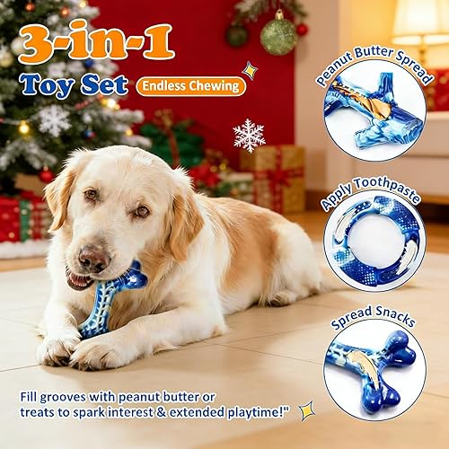 Miniatura 5 de Furdog Juguetes indestructibles para perros masticadores agresivos, paquete de 3, juguetes resistentes para perros grandes, juguetes masticables