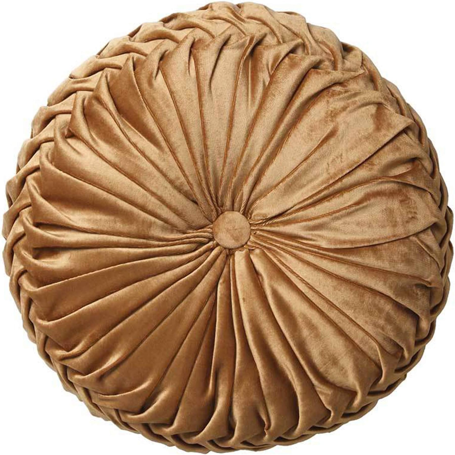 Cassiel Home 14.5" Pintuck Round Throw Pillow - Handcrafted Pumpkin Velvet Floor Pillow - Gold Throw Pillows Cushion for Chair Couch(Solid Gold)