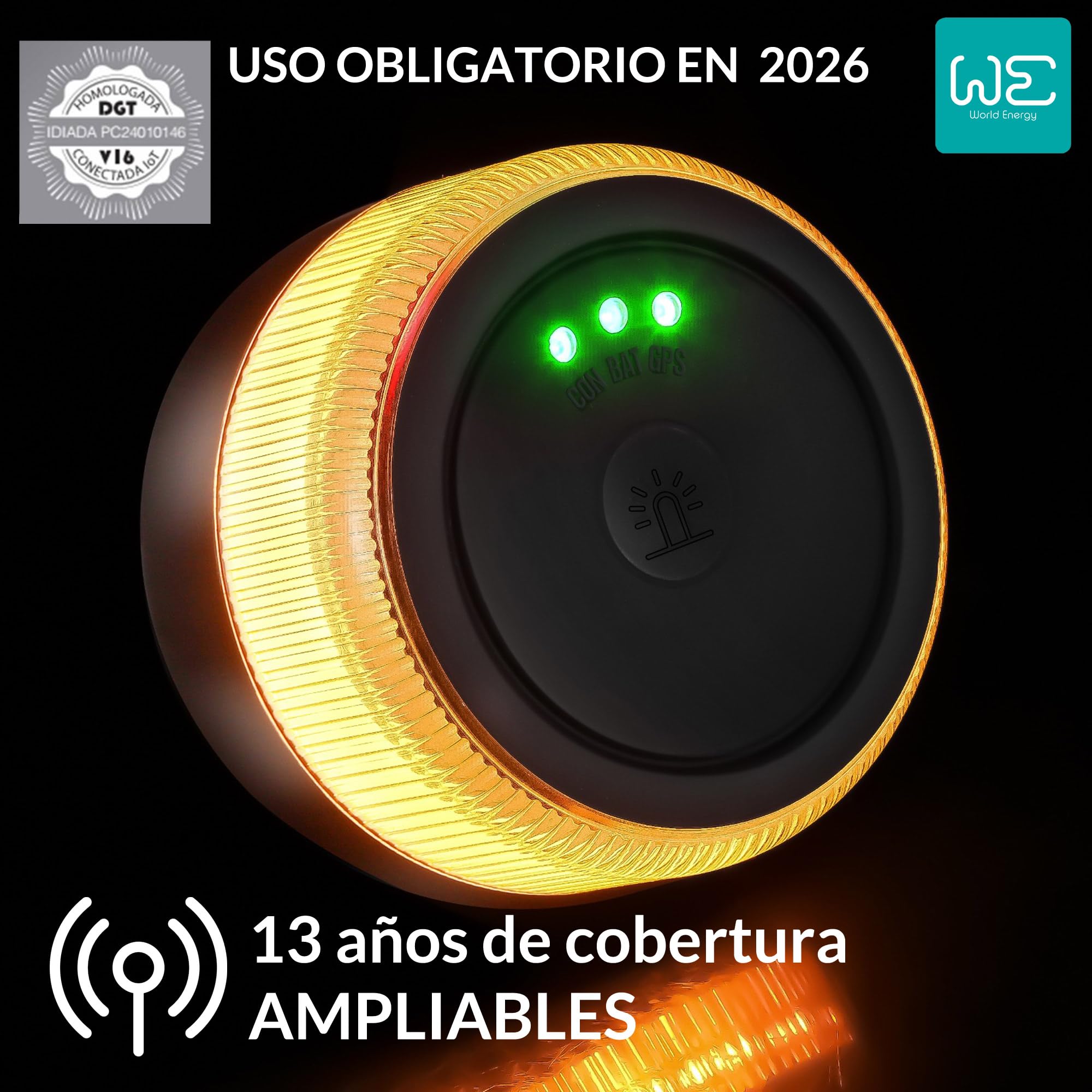 WE Baliza V16 Geolocalizable Homologada y Conectada a DGT 3.0 color negro