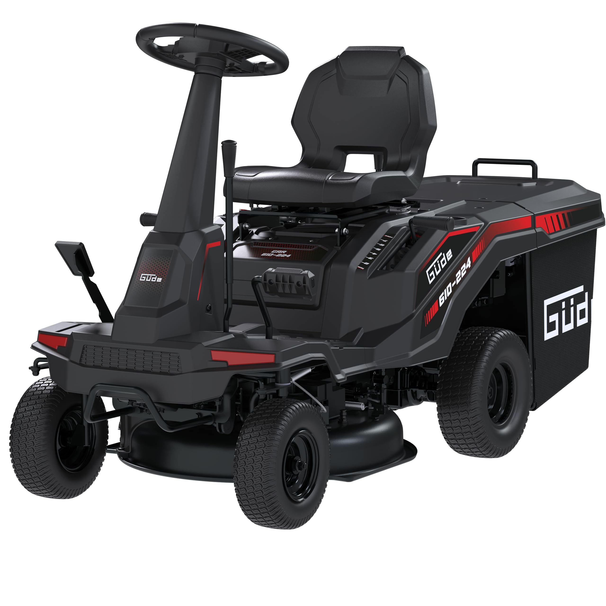 Güde GAR 610-224 Automatik Benzin-Aufsitzmäher - 4-Takt Motor, 224 Kubikzentimeter Hubraum, 4,5 Kilowatt, 6,1 PS, 61 Zentimeter Schnittbreite, stufenlose Temporegelung, Reversierstart und Elektrostart