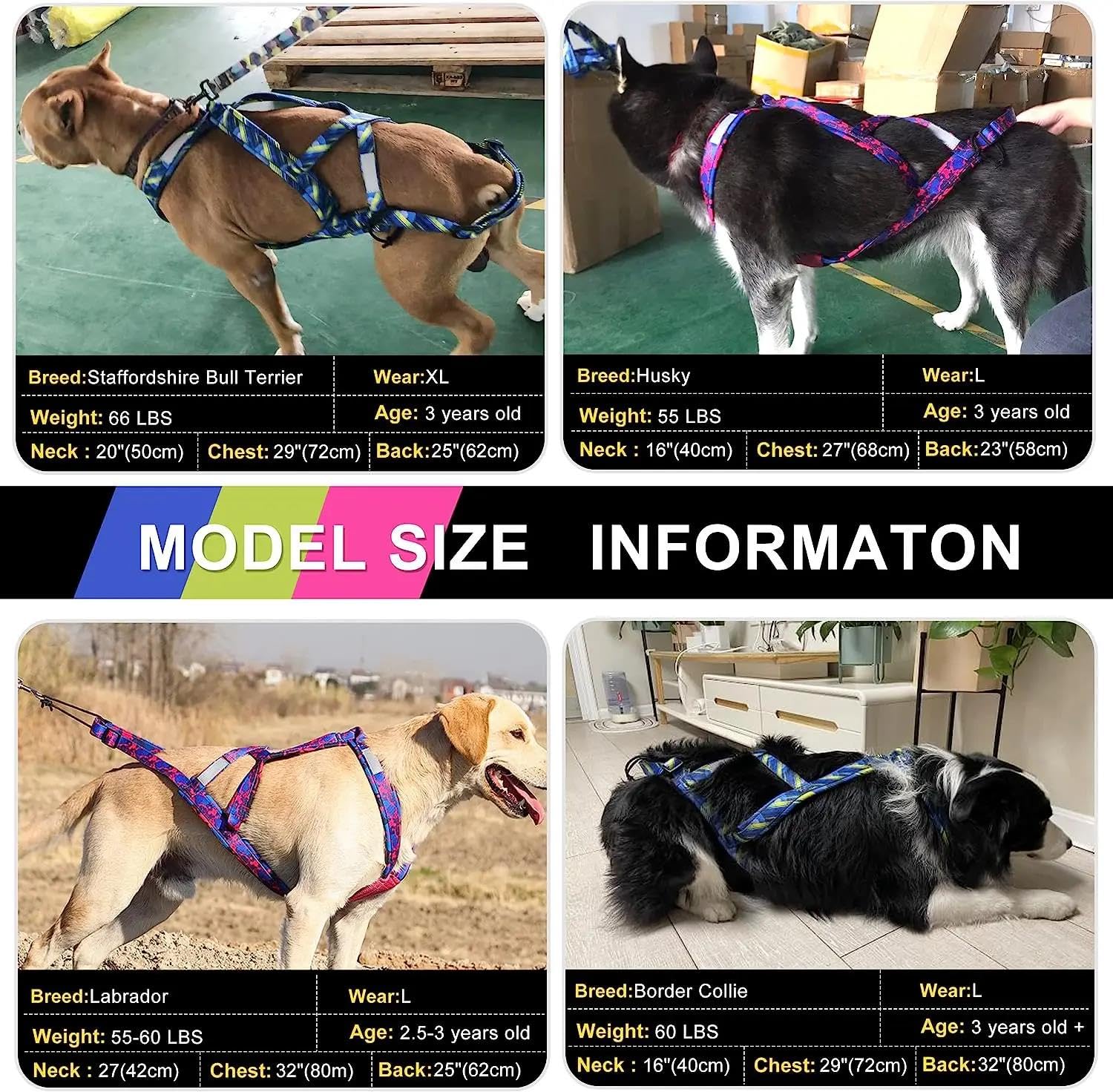 犬 ハーネス 軽量なデザイン 上質な本革製 - ¥11,132 耐久性のあるナイロンペットスキーハーネス屋外反射防水犬そりトラクションハーネス大型犬ハスキー調節可能なスキーハーネスペットスポーツそ