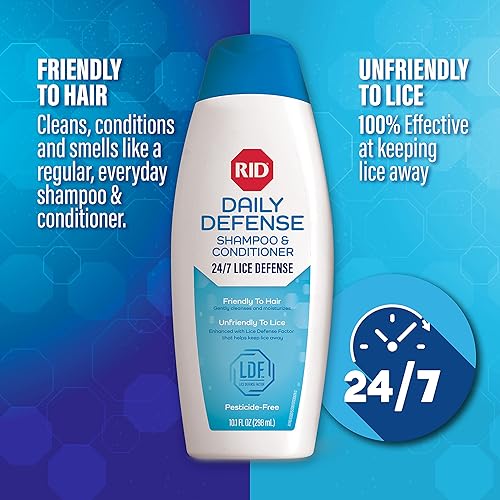 Miniatura 3 de RID Daily Defense Lice Shampoo & Conditioner, Used Daily Provides 24/7 Defense Against Head Lice, 100% Effective, 10.1 Ounce