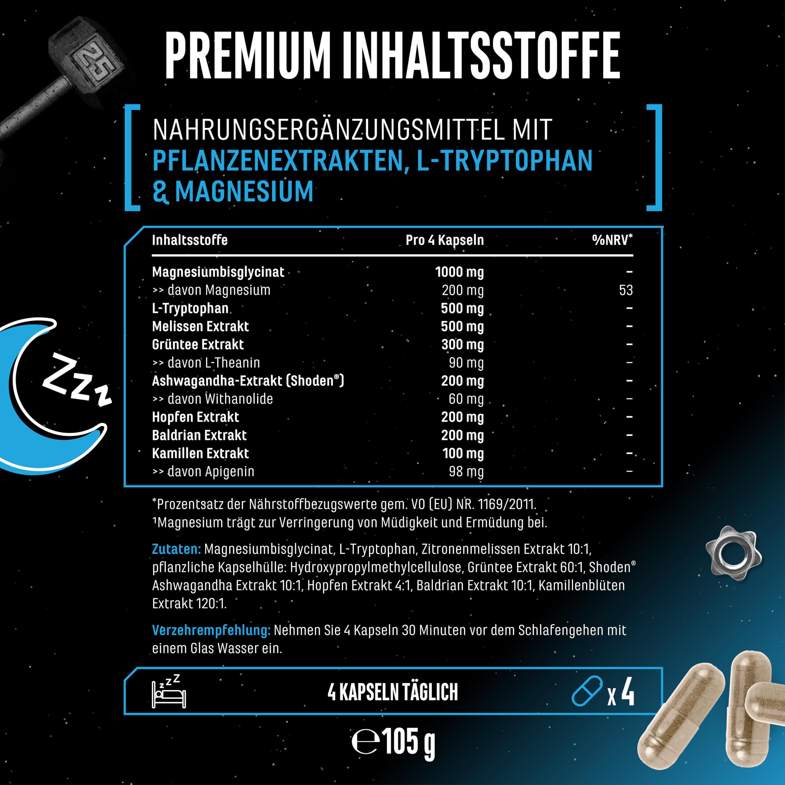 Knockout - Sleep & Recover Support - 120 Kapslen mit Shoden® Ashwagandha Extrakt, Magnesium, L-Tryptophan, natürliches L-Theanin aus Grüntee, Baldrian - Vegan