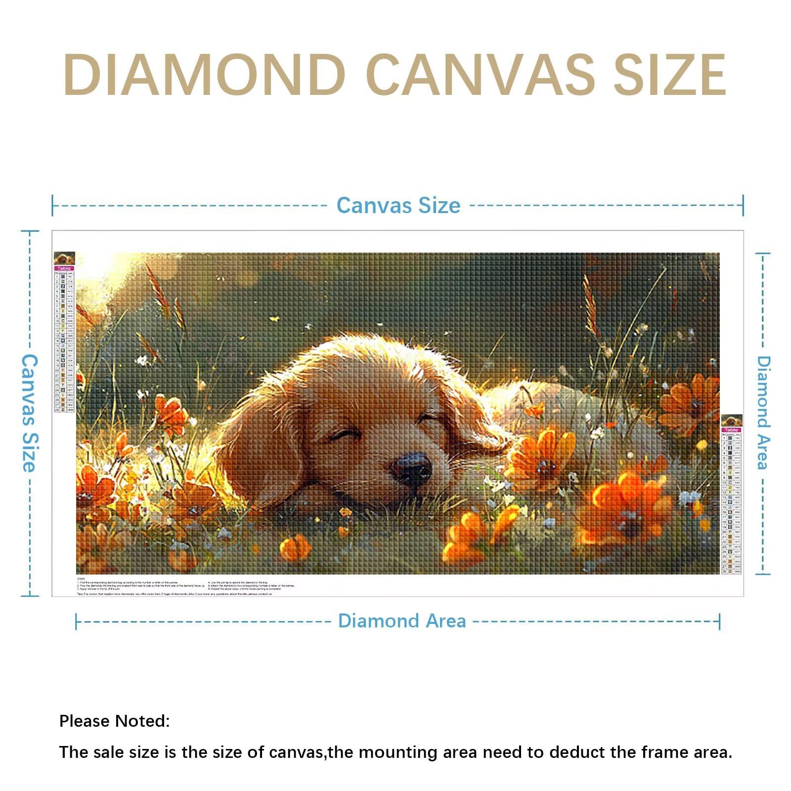 Diamond Painting Grande 120x60cm Flor Diamond Painting Adultos, DIY Perro Pintura de Diamante Manualidades Adultos, 5D Cuadrado Rhinestone Bordado Punto de Cruz para Home Decoration Regalo 0J-321