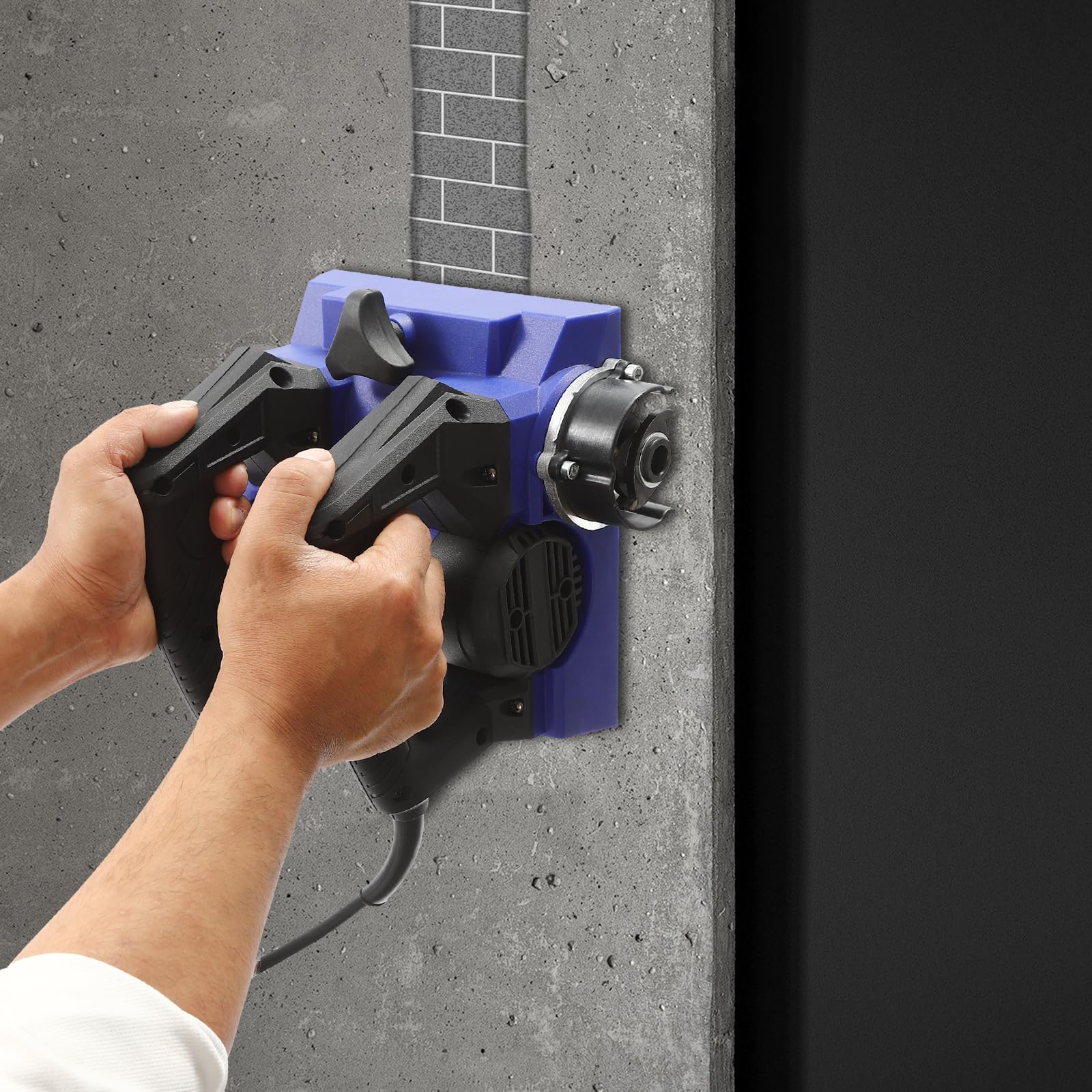 Betonfräse 1300W 4000UPM Walzenfräse Sanierungsfräse Putzfräse Mauerfräse Betonschleifer Walzen Schleifer Planfräse Fräsmaschine für Wand Concrete Gips Putz Mörtel Kalkwasser Altanstriche, 1-4 mm