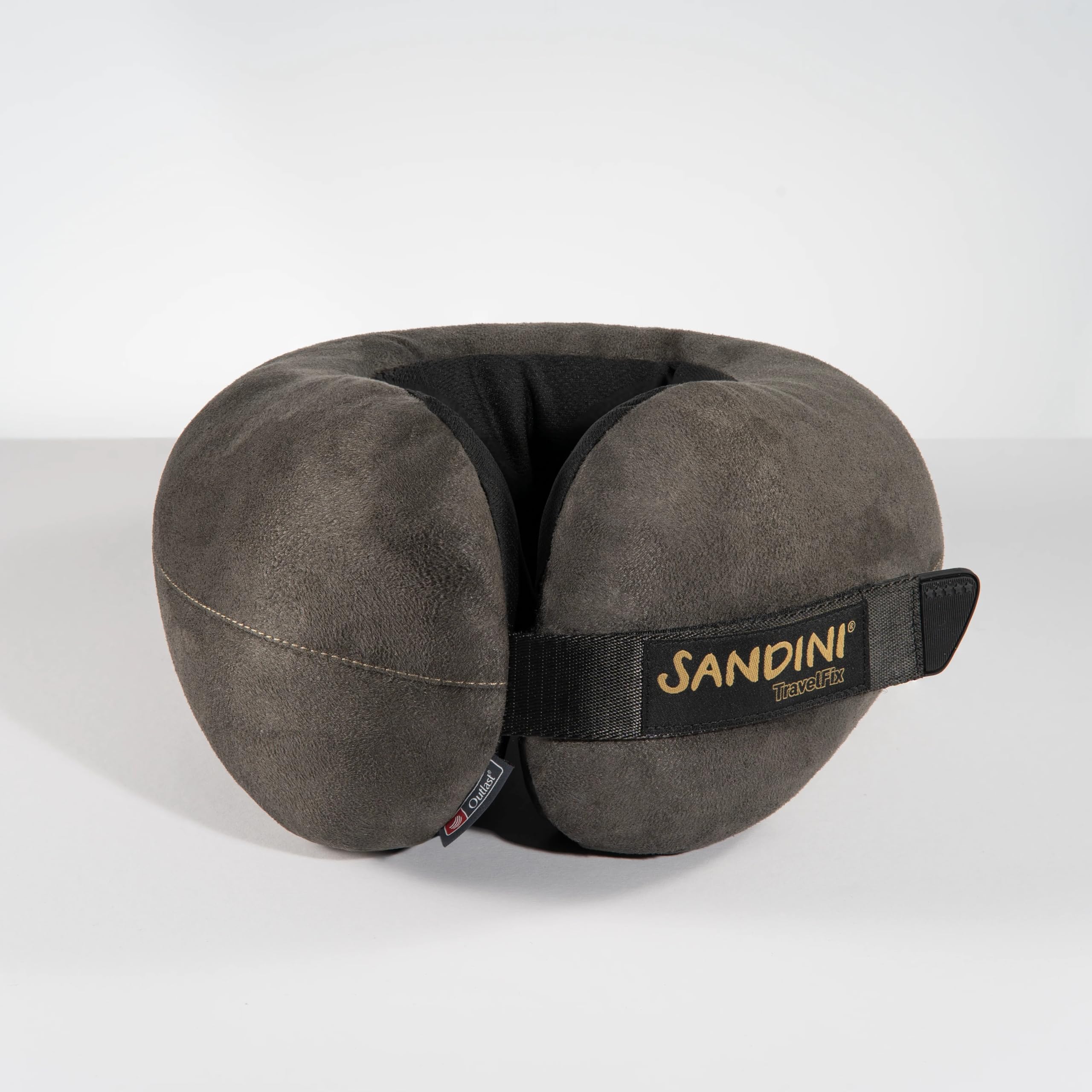 SANDINI TravelFix Ergonomiczna podróżna poduszka pod kark, rozmiar Flexi (XL) - mikrofibra - w różnych kolorach, mikrofibra, Outlast/Edel-Mikrofaser ANTHRAZIT, S/M/L Regularny rozmiar: pasuje do S-L
