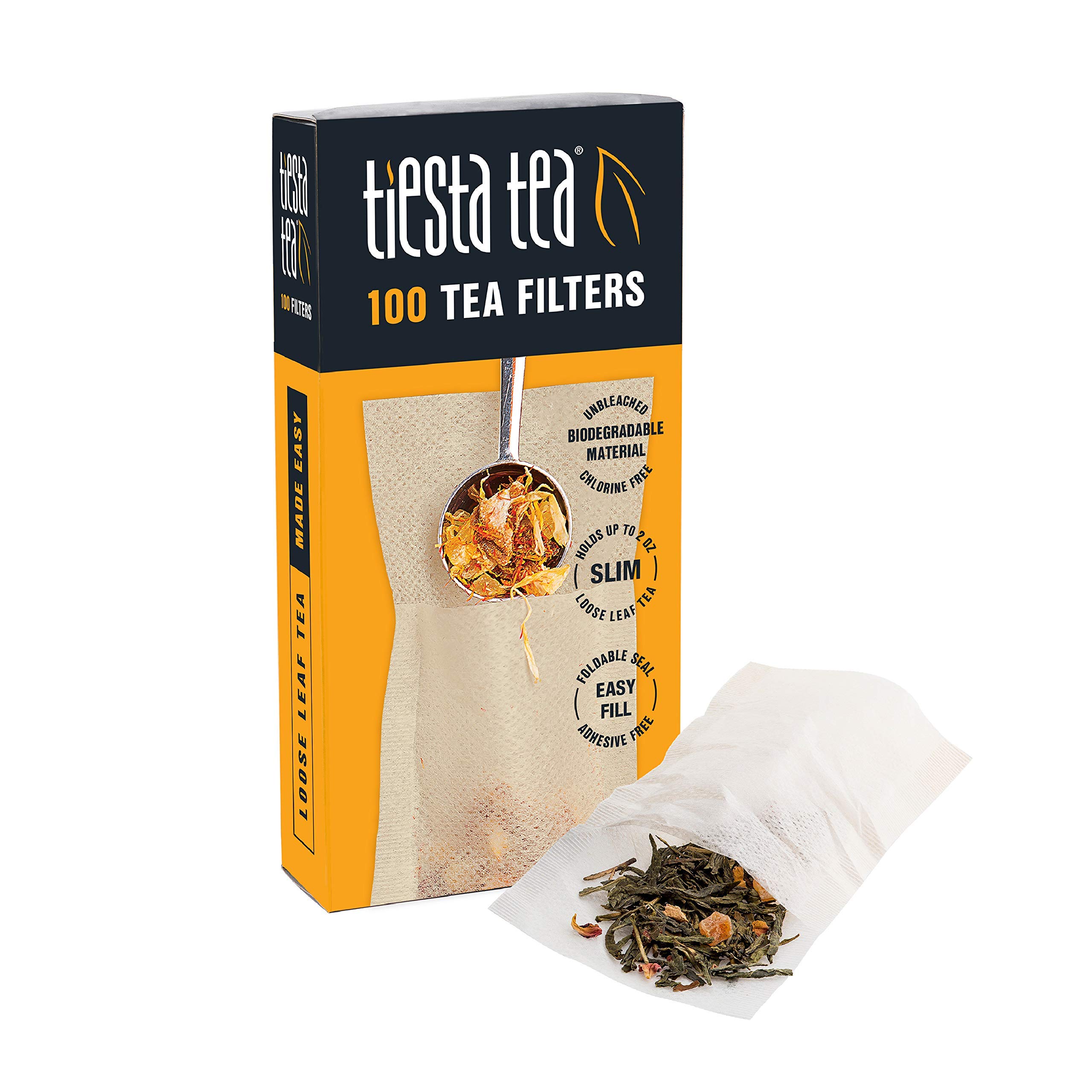 Tiesta Tea Loose Leaf Filters for Brewing, Disposable Infuser for Hot & Iced Drinks, Easy-Fill Steeper, Unbleached Paper, Single-Cup Infuser for Loose Leaves, 100 Empty Bags (6 pack)