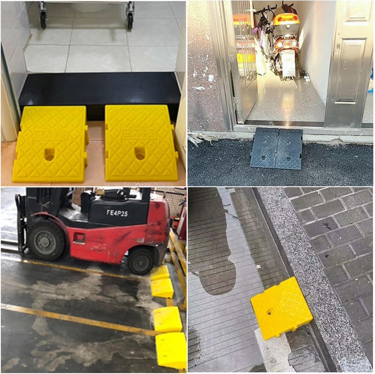 Kanduo Rampa podjazdowa Plastikowe rampy krawężnikowe, łączone przenośne maty podjazdowe dla wózków inwalidzkich i pojazdów(Nero,25x27x11cm)