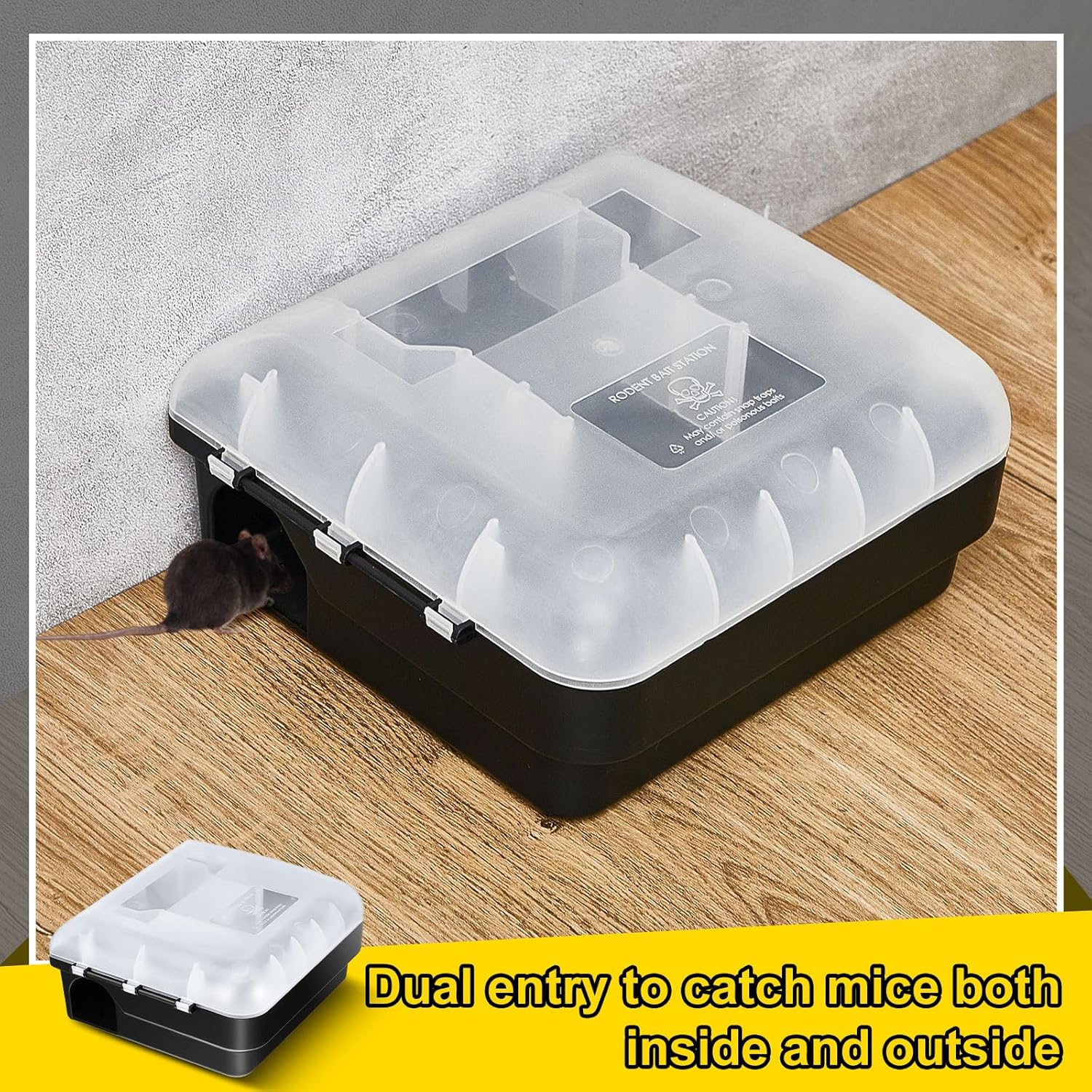 Qualirey 2 Pcs Rat Bait Stations with Keys 11.22 x 9.25 x 5.12 Inches Rodent Station with Clear Lid Indoor Outdoor Mouse Trap Keep Pet and Children Safe Bait Boxes, Bait Not Include
