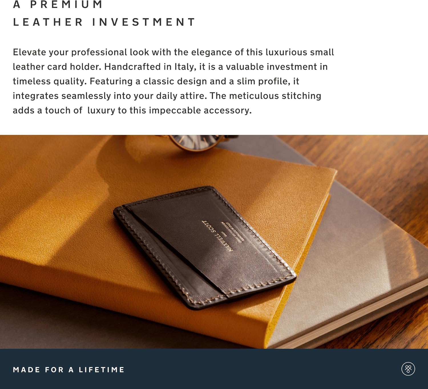 Maxwell Scott - Luxury Leather Small Card Holder for Men - Handmade from Italian Full Grain Hides - The Alberi Dark Brown