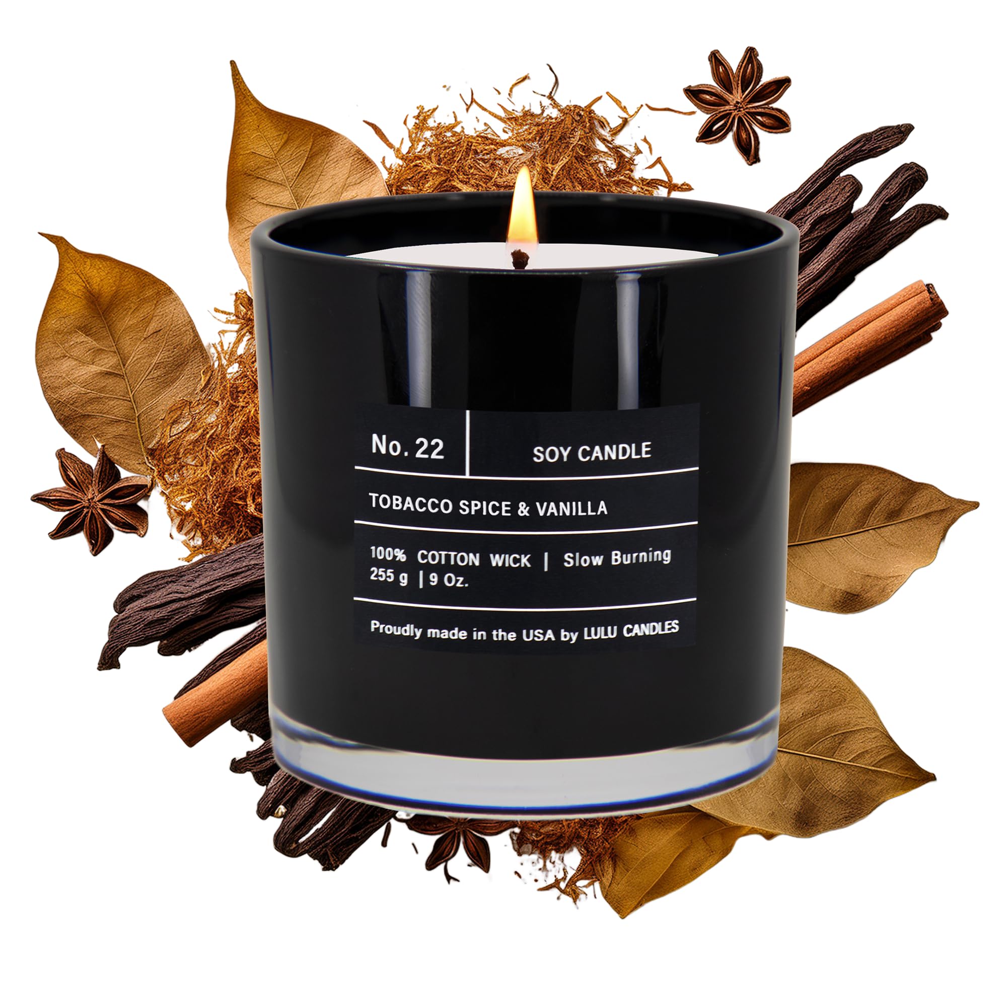 Lulu Candles, Scented Jar Candle, (Tobacco, Spice & Vanilla, 9 Oz.)