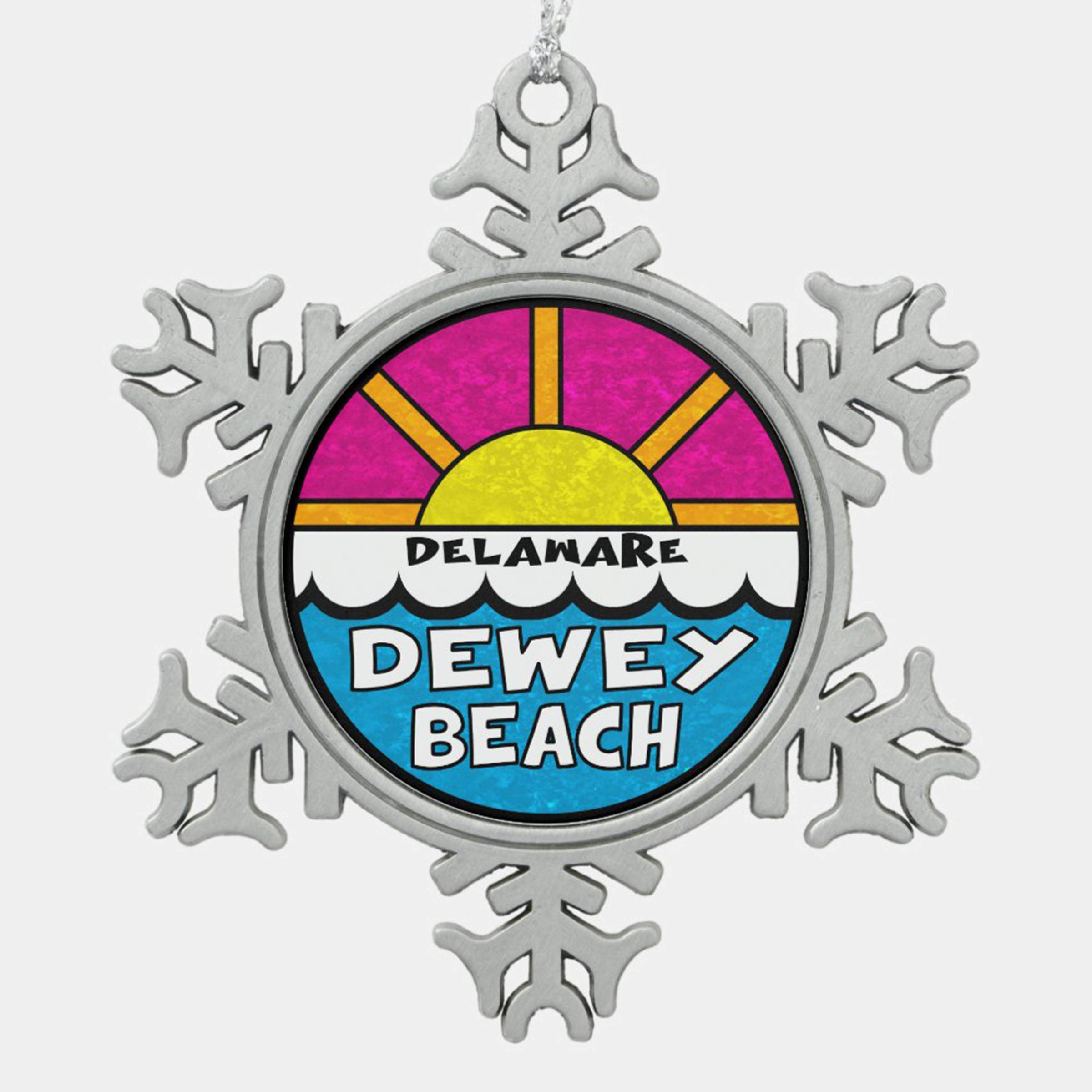 McC538arthy Christmas Tree Snowflake Ornament Bethany Beach Delaware Snowflake Christmas Ornament, 3" Christmas Tree Decorations Metal Keepsake