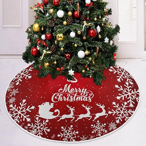 Falda de árbol de Navidad, reno, adornos para árbol de Navidad, tapete para decoración de fiestas de vacaciones, 48 pulgadas