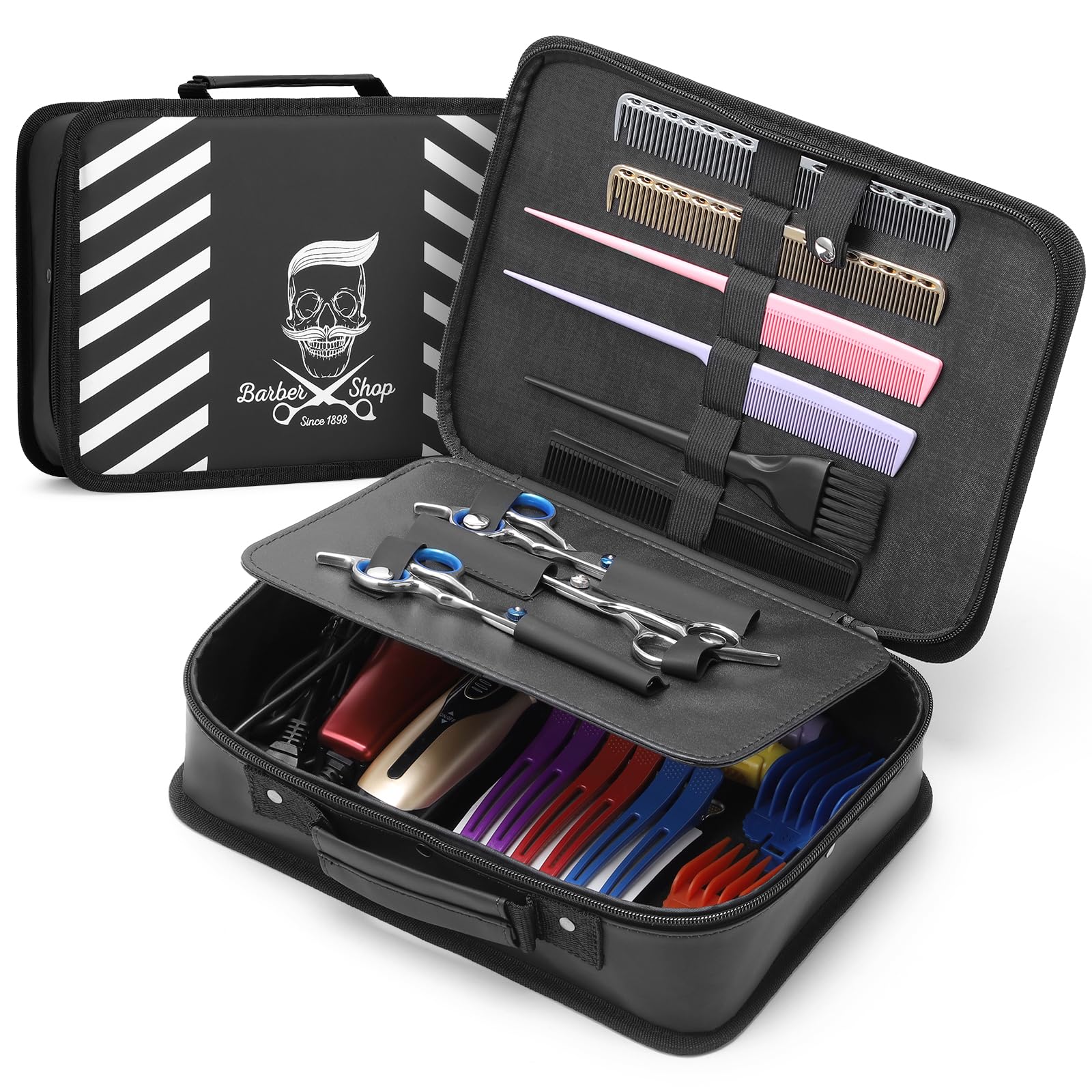 Segbeauty Barber Carrying Case, 11.8 x 8.5in Hair Styling Travel Tool Bag, Professional Salon Hair Cutting Grooming Kit Storage Organizer for Clippers