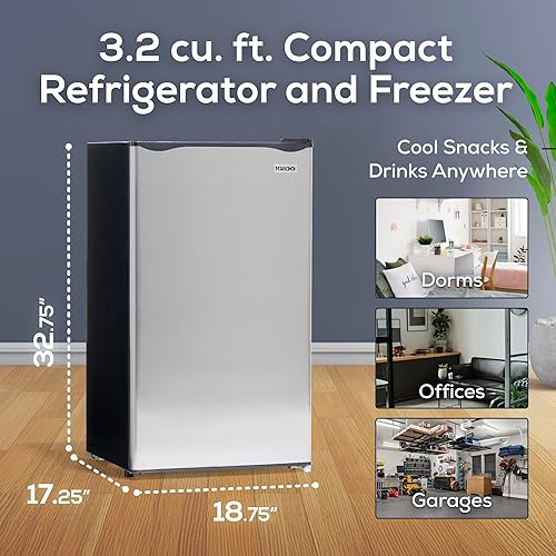Miniatura 2 de Igloo Refrigerador compacto de una sola puerta de 3.2 pies cúbicos con congelador, estante de vidrio deslizante, perfecto para hogares, oficinas,