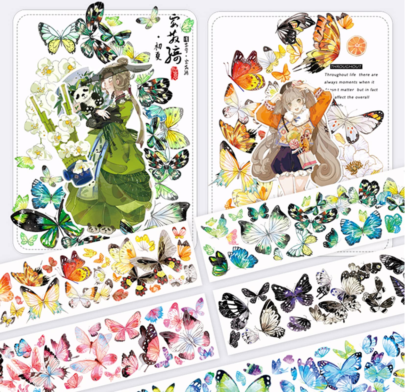 Amazon.co.jp: マスキングテープ moodtape 蝶 水晶pet テープ 手帳 