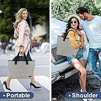Vista 5 de Bolsa térmica grande aislada azul de 30 latas de 18 L, a prueba de fugas, suave bolsa de asas aislada, bolsa de comestibles reutilizable, lonchera