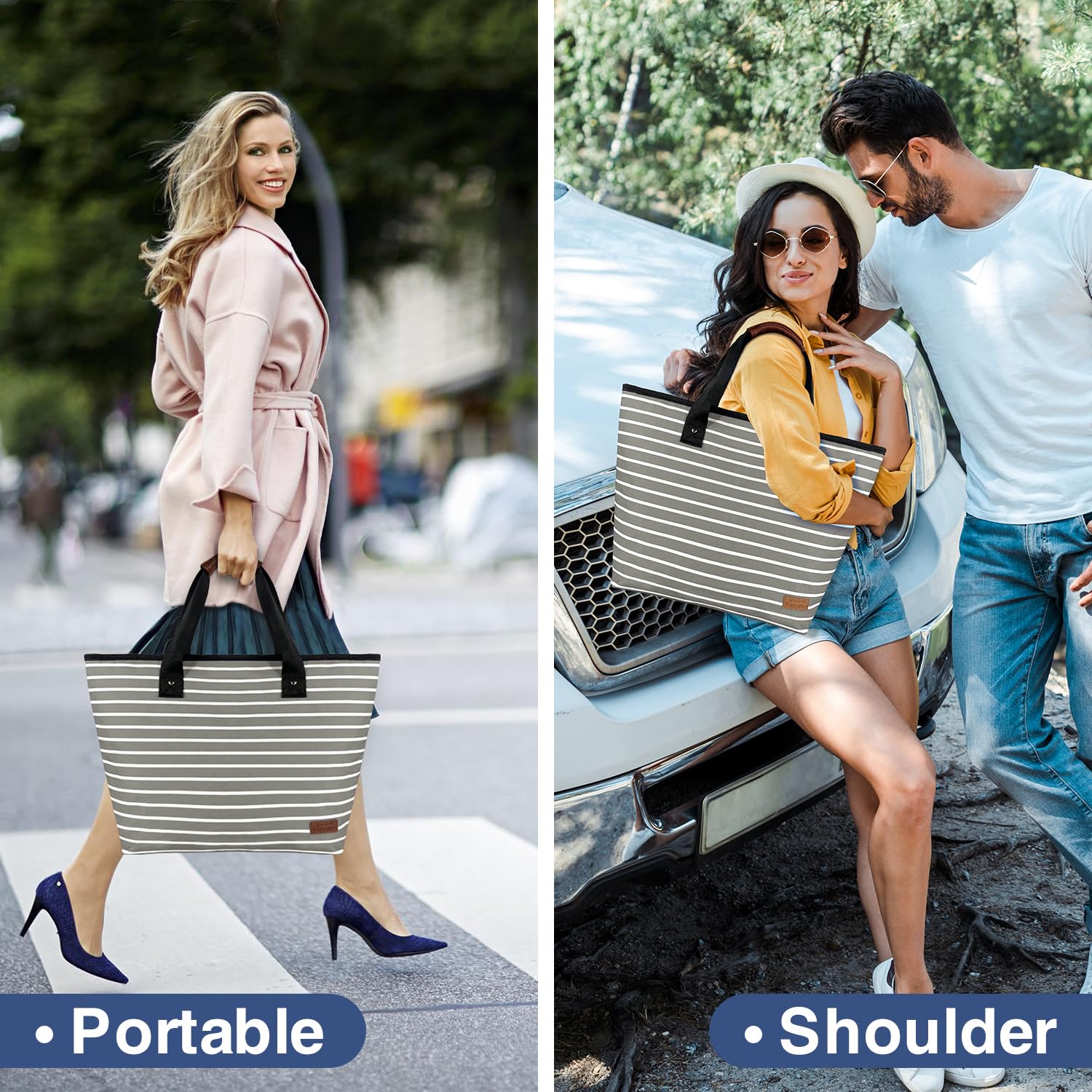 Bolsa térmica grande aislada azul de 30 latas de 18 L, a prueba de fugas, bolsa de comestibles reutilizable, lonchera para picnic, playa, camping, color gris