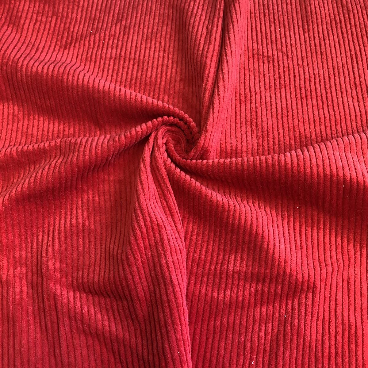 Washed Jumbo Cord 4.5 Wale Cotton Velvet Fabric Material Bright RED, 1Mtr 140cmx100cm