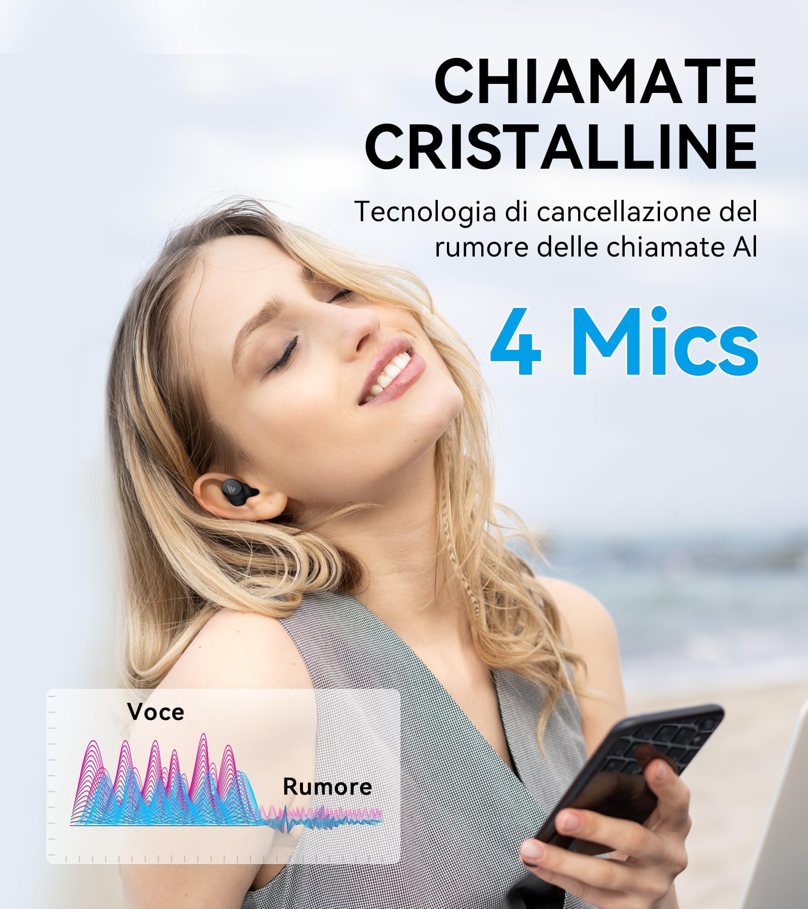 Edifier TWS1 Pro 2 Cuffie True Wireless, Cancellazione Attiva del Rumore -42dB, Chiamate Dall'AI con 4 Microfoni, Rilevazione Auricolare, Ricarica Veloce, Modalità Game, Bluetooth 5.3 - Nero