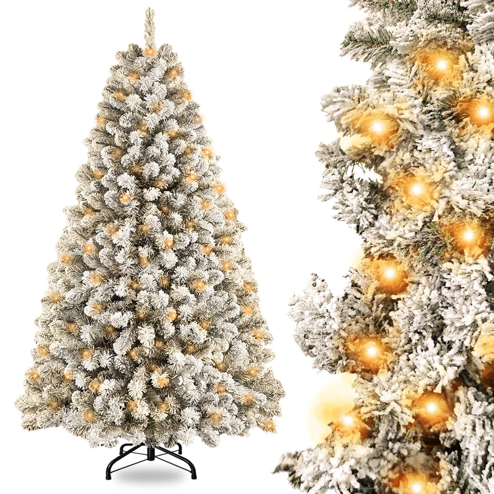 Árbol de Navidad Grande Artificial con iluminación,árbol de Navidad de 180 cm con LED y 900 Puntas,árboles de Navidad Artificiales adecuados para decoración de Navidad y Año Nuevo (DABlanco)